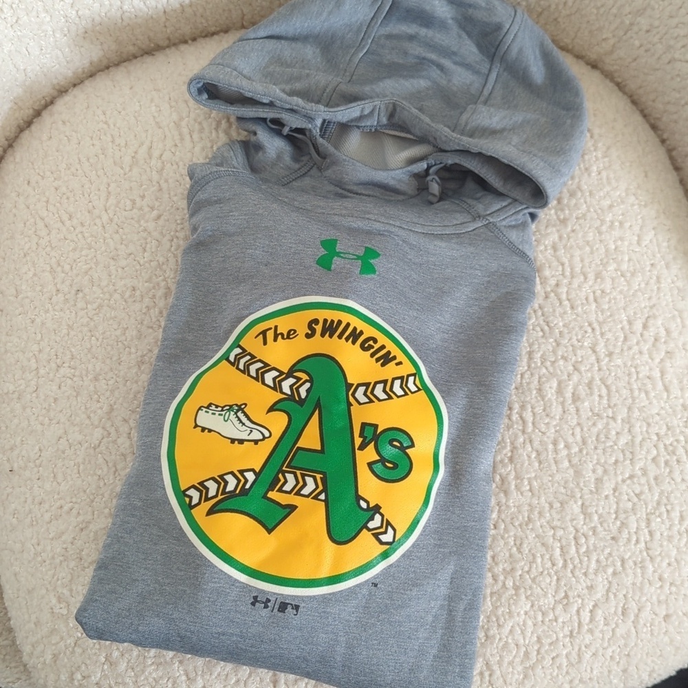 Under Armour Gray and Green Swingin' A's Hoodie